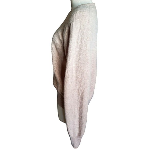 Cashmere Tan Cable Knit Sweater Soft Cozy Warm Luxe Crewneck Pullover Womens 44 - Picture 4 of 10